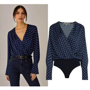 FAVORITE DAUGHTER The Date polka dot blouse bodysuit sz L